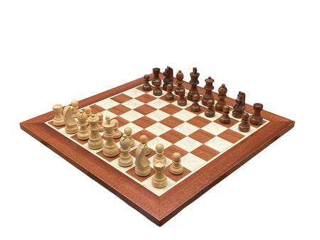 WB 15.75" Mahogany Board, 3" Classic Acacia Chess Pieces, Drawstring Bag - CHESSMAZE STORE UK