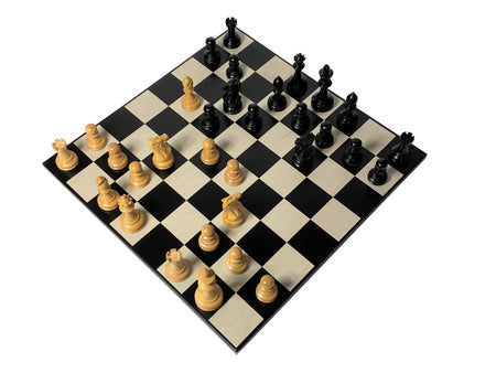 4" Winchester Black Pieces 18.5" Anegre Contemporary Board & Vinyl Box - CHESSMAZE STORE UK