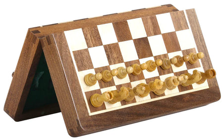 14" Hand Made Acacia Magnetic Folding Chess Set - CHESSMAZE STORE UK