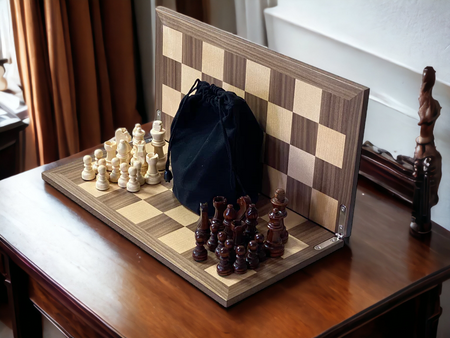 Walnut Folding Economy Grandmaster Chess Set -  CHESSMAZE STORE UK 