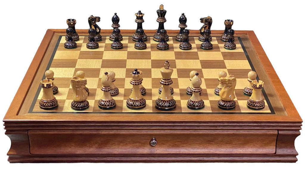 Mahogany Parker Drawer Chess Set -  CHESSMAZE STORE UK 