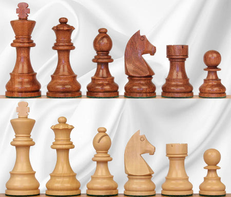 WB 15.75" Mahogany Board, 3" Classic Acacia Chess Pieces, Drawstring Bag - CHESSMAZE STORE UK