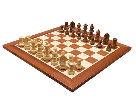 WB 15.75" Mahogany Board, 3" Classic Acacia Chess Pieces, Drawstring Bag - CHESSMAZE STORE UK