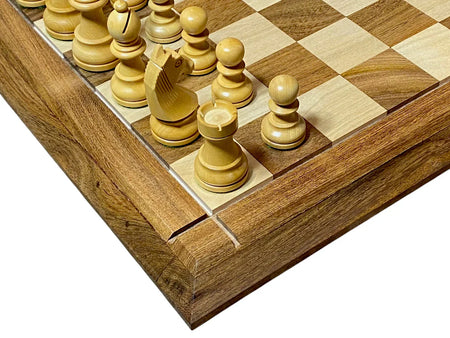 15" Solid Wood Chessboard 3" Ebonized Club Classic & Mahogany Slide Box - CHESSMAZE STORE UK