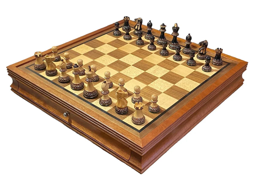 Mahogany Parker Drawer Chess Set -  CHESSMAZE STORE UK 