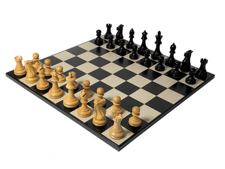 4" Winchester Black Pieces 18.5" Anegre Contemporary Board & Vinyl Box - CHESSMAZE STORE UK