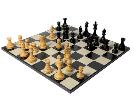 4" Winchester Black Pieces 18.5" Anegre Contemporary Board & Vinyl Box - CHESSMAZE STORE UK