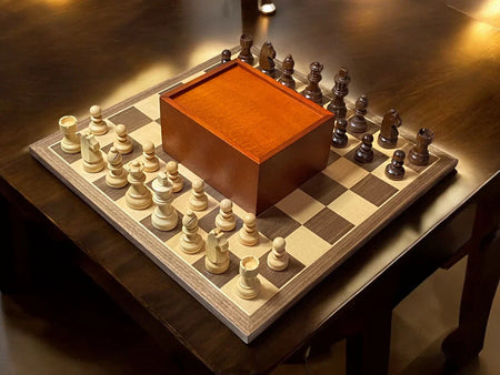 Grandmaster Walnut Chess Set 15.75" and Slide Box - CHESSMAZE STORE UK