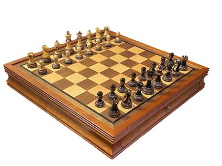 Mahogany Parker Drawer Chess Set -  CHESSMAZE STORE UK 