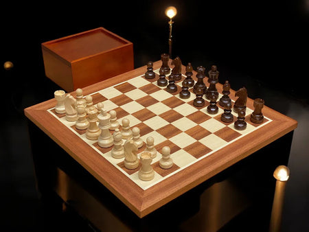 Grandmaster Mahogany Chess Set 15.75" , Slide Lid Box - CHESSMAZE STORE UK