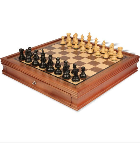 Fierce Knight Black Chessmen & 20 Inch Drawer Chessboard -  CHESSMAZE STORE UK 