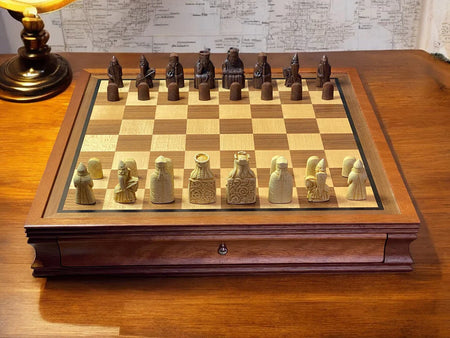 Isle of Lewis Mahogany Drawer Chess Set -  CHESSMAZE STORE UK 