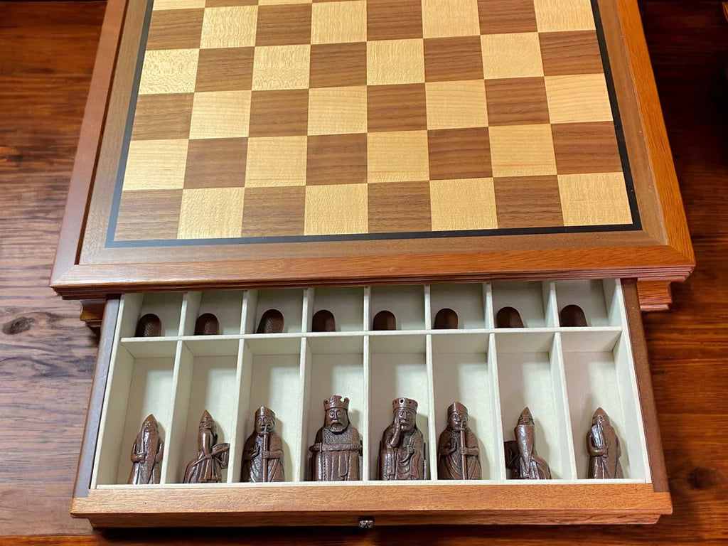 Isle of Lewis Mahogany Drawer Chess Set -  CHESSMAZE STORE UK 