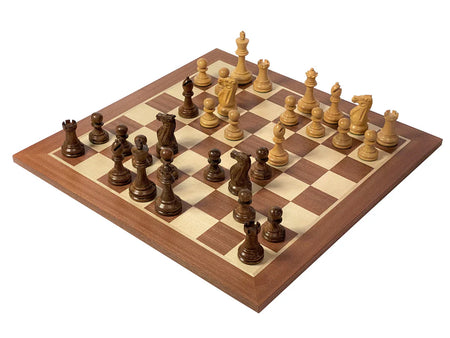 19" Acacia Wood Board 3.5" Stallion Acacia Pieces & Mahogany Box - CHESSMAZE STORE UK