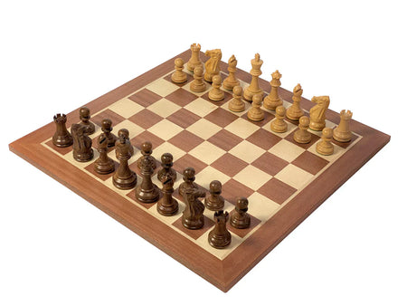 19" Acacia Wood Board 3.5" Stallion Acacia Pieces & Mahogany Box - CHESSMAZE STORE UK