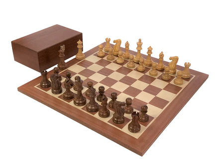 19" Acacia Wood Board 3.5" Stallion Acacia Pieces & Mahogany Box - CHESSMAZE STORE UK