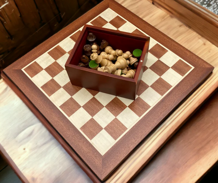 3" Acacia Classic Pieces 15.75" Wide Border Mahogany Board & Slide lid Box -  CHESSMAZE STORE UK 