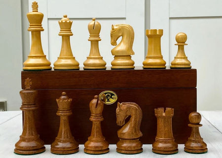 Acacia Leningrad Chess Pieces & Mahogany Box -  CHESSMAZE STORE UK 