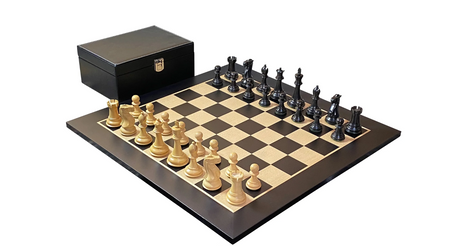 Old English 3.75" Black Chess Pieces, 20" Anegre Chessboard & Vinyl Storage Box -  CHESSMAZE STORE UK 