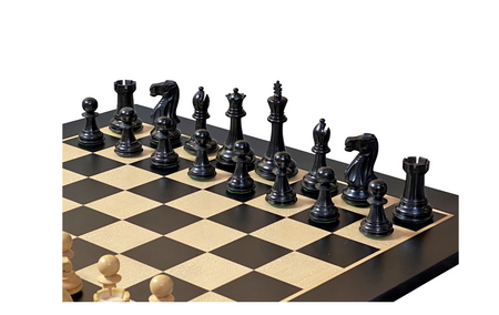 Old English 3.75" Black Chess Pieces, 20" Anegre Chessboard & Vinyl Storage Box -  CHESSMAZE STORE UK 